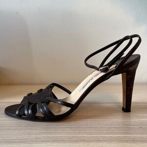 Manolo Blahnik Heels Vintage Brown Croc Leather